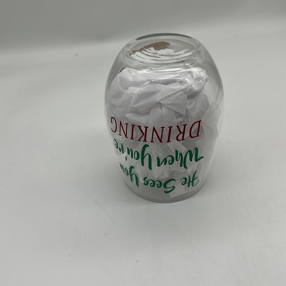 Christmas Stemless Wine Glass “He See’s You When Your Drinking” (NEW) - Picture 5 of 6